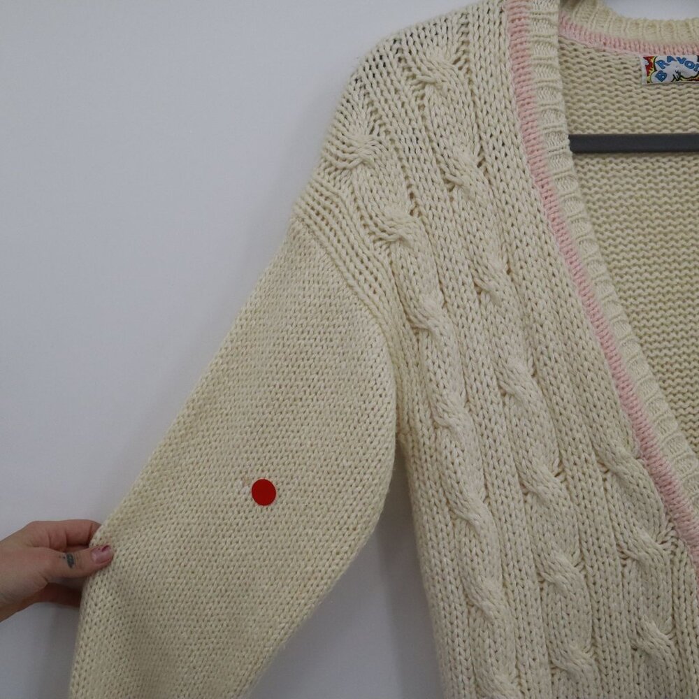 Bravo Cardigan Womens M Cream Fishermancore Soft Girl Kawaii Fairycore Cottage - Picture 10 of 16